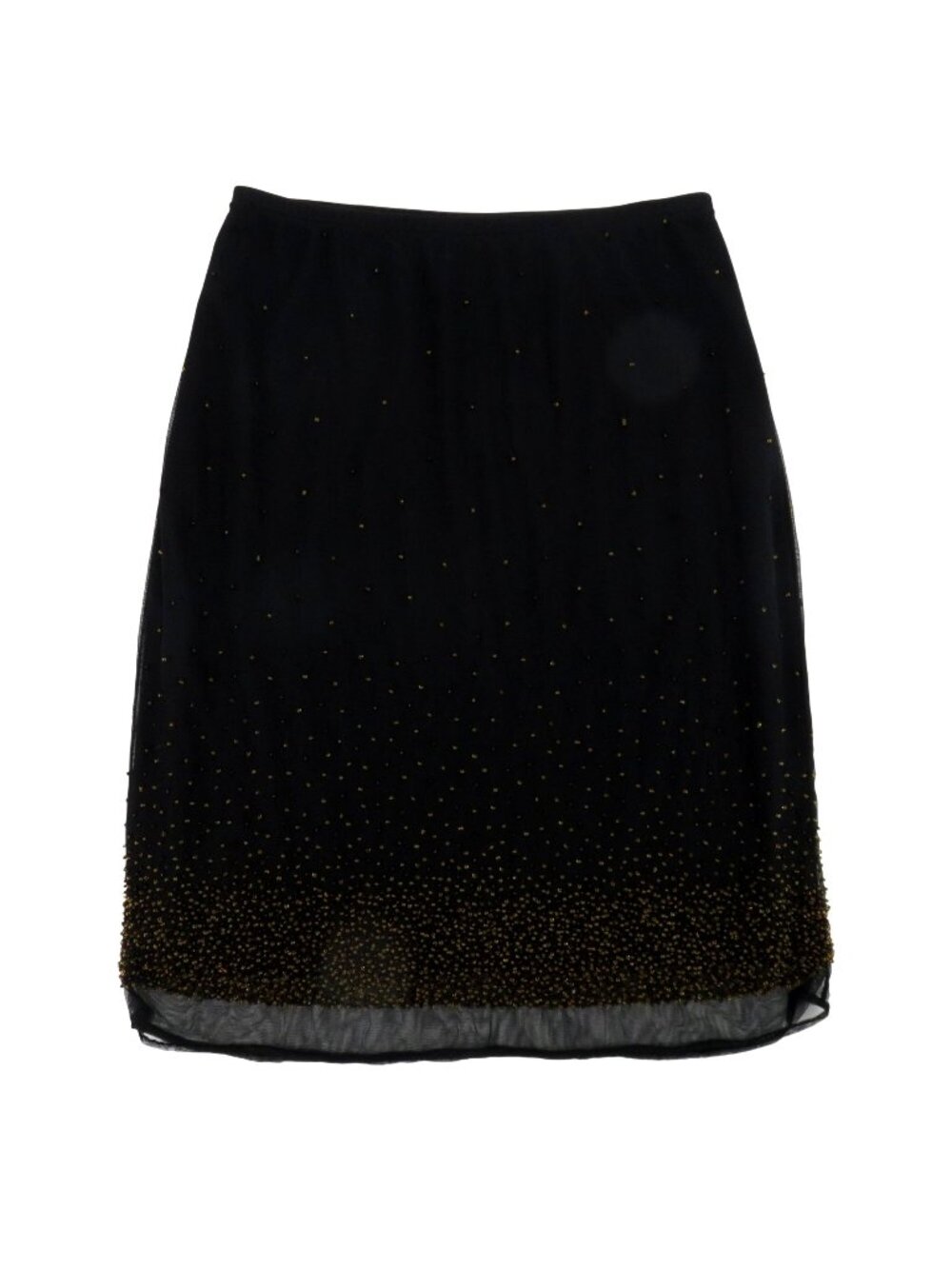 Cynthia Steffe Women 4 Black Mesh Beaded Overlay Yellow Gold Bead Straight Skirt